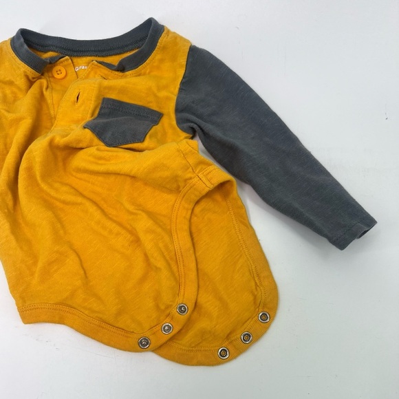 Garanimals Yellow & Gray Long Sleeve Henley One Piece Baby Suit W Pocket 12 Mo - Picture 5 of 5